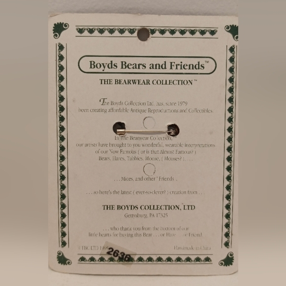 Vintage Boyds Bear 1994 BearWear Holiday Wreath Pin Elliot On The Jingle Wreath - Picture 2 of 5